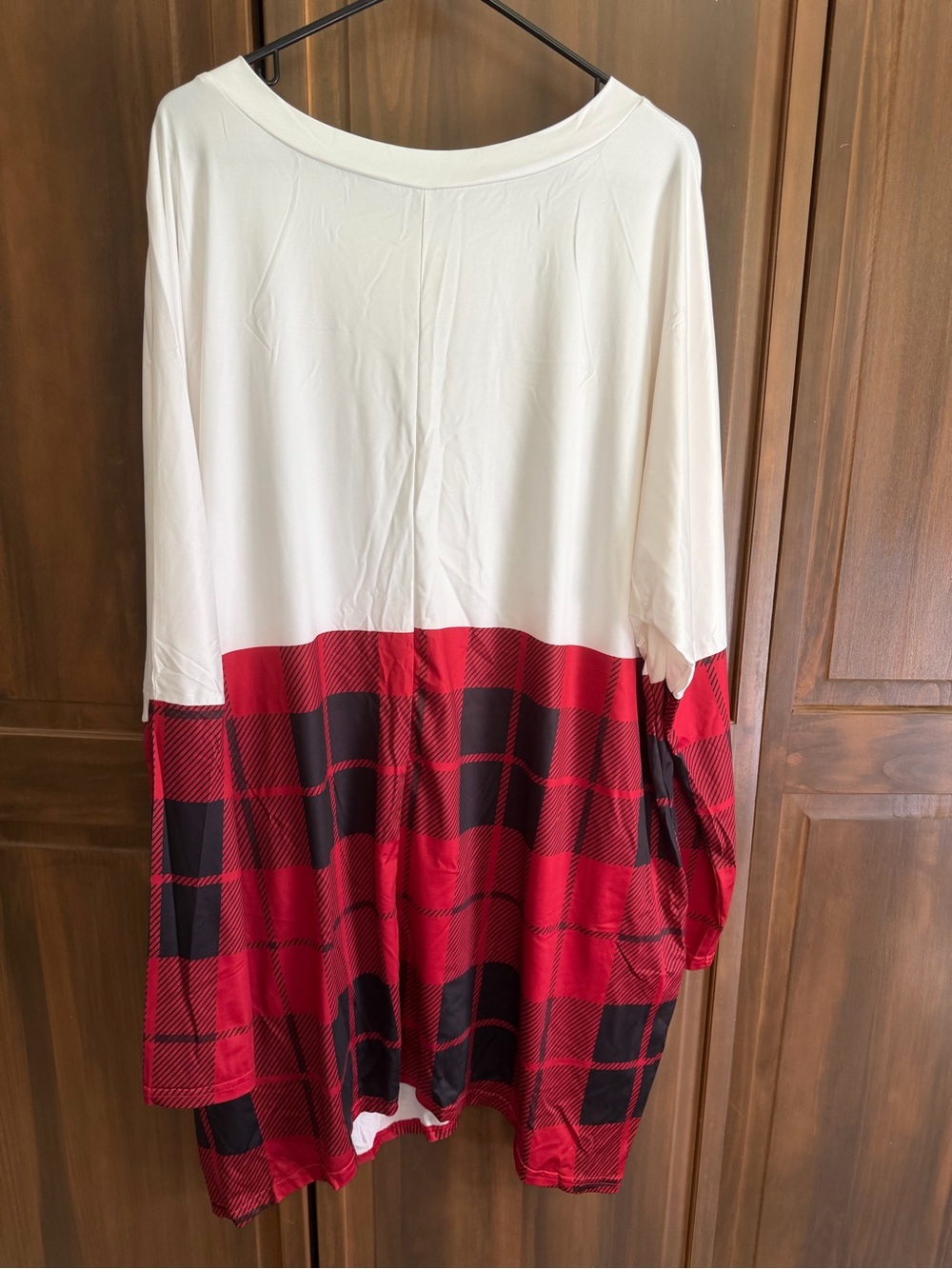 White and Red Snowman Plaid Long Sleeve dress - Picture 3 of 6